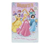UK Greetings Disney Carte de Noël pour fille Motif princesses