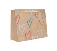 UK Greetings Grand sac cadeau pour elle/amie - pour Noël, anniversaire et autres événements - Motif cœurs en papier kraft