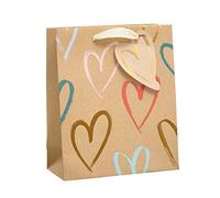 UK Greetings Sac cadeau moyen pour elle/amie - Pour anniversaire, fête des mères et autres événements - Motif cœurs en papier kraft