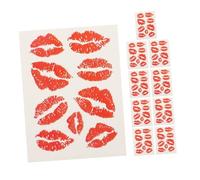 UKCOCO 10pièces Autocollants Tatouage Rouge Faux Tatouages Lèvres Visage pour Femmes Filles Garçon Fille