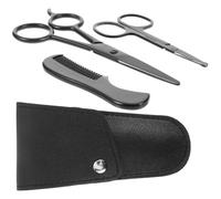 UKCOCO 1ensemble Coffret Homme Barbe Ciseaux à Barbe Acier Inoxydable avec Peigne et Pochette de Rangement pour Barbiers Maison et Voyage