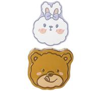 UKCOCO 2 Pièces Boîte à Biscuits Tôle avec Motifs Ours et Lapin Boîte-cadeau pour Bonbons Boîte de Rangement Festive et Pratique Coffret Décoratif pour Fêtes