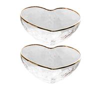 UKCOCO 2 pièces Coupelles Verre Forme de Cœur avec Bords Dorés Bols Polyvalents pour Dessert Pudding et Fruits Contenants Transparente pour à