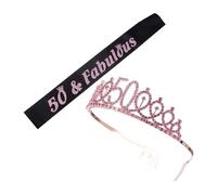 UKCOCO 2 pièces Couronne de Fête Ans avec Écharpe Épaule Accessoires Décoratifs Légers et Durables pour Anniversaire Kit pour Célébration