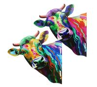 UKCOCO 2 Pièces Décoration Murale Métallique Vache Colorée pour Art Extérieur de Crémaillère Décor pour Jardin Mur