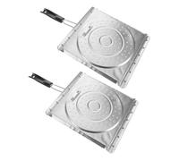 UKCOCO 2 Pièces Grille de Barbecue avec Poignée Noire Pliable en Acier | Usage Extérieur, Nettoyage Facile, Prise Confortable, Structure Résistante à Déformation, pour Camping