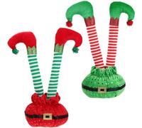 UKCOCO 2 Pièces Jambes D’Elfe de Noël, Présentoir Réutilisable | Silhouette sur Pied, Style Créatif et Délicat, pour Boîtes Présents, Sapin, Fêtes Intérieures ou Arrangements Extérieurs