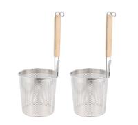 UKCOCO 2 Pièces Passoire à Spaghetti Passoire à Nouilles avec Poignée, Panier à Pâtes en Acier Inoxydable Argenté, Design Empilable et Perforé, Résiste aux Hautes Températures,