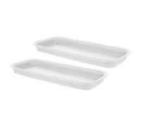 UKCOCO 2 Pièces Pot Bac à Eau Soucoupe pour Jardinières Rectangulaire en Résine Blanche, Réutilisable, Antidérapant, pour Pots de Fleurs, Intérieur et Extérieur