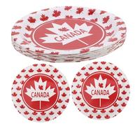UKCOCO 24pièces Set De Assiettes Carton Rouge Pour Fêtes Canadiennes Pour Servir Œuvre Et Desserts Lors De Célébrations