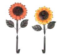 UKCOCO 2pièces Décoration Murale Fer Forgé Tournesol Rétro Crochet Mural Robuste pour Intérieur et Extérieur Accroche-clés et Serviettes Polyvalent Salon Jardin Chambre