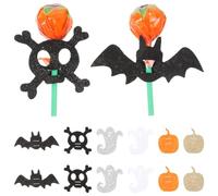 UKCOCO 30 Pièces Cartes Décoratives pour Sucettes Halloween en Tissu Non Tissé Design Coloré Festif, Accessoires pour Décoration de Fête et Support Bonbons Lollipop Style Plusieurs styles
