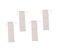 UKCOCO 4 Paquet de Rangement pour Pailles INOX en Coton Lin Beige, Pochettes à Cordon Simples et Pratiques pour Pailles Réutilisables, Usage Quotidien