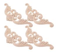 UKCOCO 4 Pièces Appliques Décoratives en Bois Sculpté Beige pour Meubles, Incrustations Artistiques Polyvalentes, Style Européen Classique, pour Décoration Intérieure et DIY