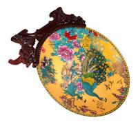 UKCOCO Assiette Décorative en Céramique avec Support, Décor D'assiette Artistique, Finition Céramique et Abs, Décoration Intérieure pour Salon, Entrée et Meuble à Vin