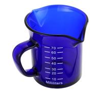UKCOCO Bleue Tasse à Café pour Latte Art 70ml en Verre et Bar | Double Bec, Surface Lisse, Nettoyage Facile, Format Compact, Usage Boisson, Service Lait, Style Bureau