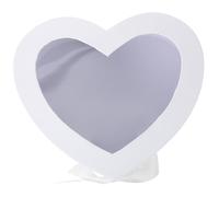 UKCOCO Boîte Présent Forme Cœur à Double Couche Rotative, Contenant pour Arrangements Floraux, Coffret Vide Blanc pour Saint Valentin et Anniversaires, Boîte D'emballage Élégante