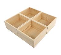 UKCOCO Boîtes de Rangement Organisateurs en Bois Naturel Lot de 4 sans Couvercle 15x15x7,2 Cm Coffrets à Bijoux - pour Bijoux pour Anniversaire ou Chevet