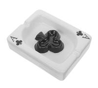 UKCOCO Cendrier en Céramique Blanc au Design Moderne de Carte de Poker, Léger et Portable, Maison Voiture, Accessoire Unique pour Fumeurs