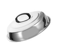 UKCOCO Cloche et Maintien Fraîcheur des Aliments en Acier Inoxydable Plancha Rectangulaire Argenté Poignée, Couvercle à Steak Protection Éclaboussures pour Barbecue