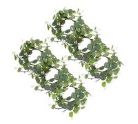 UKCOCO Couronne Ronde en Eucalyptus Artificiel Vert 6pcs en Soie et Plastique, Mini Couronnes Réalistes pour Décoration Estivale de Bureaux et Fêtes