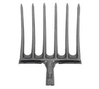 UKCOCO Fourche à Foin en Acier, Tête de Fourche de Jardin à 5 ou 6 Dents, Diamètre de Trou 35mm, Argenté, pour Gingembre et Oignons, Champs et Massifs de Fleurs