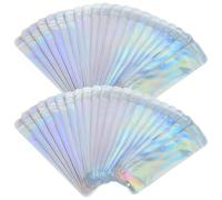 UKCOCO Lot de 100 Sachets Auto-scellants en Polypropylène 5,5 X 22 Cm, Paquet d'emballage Holographiques Colorés pour Trousse de Rangement, Cosmétiques et Fournitures Professionnelles