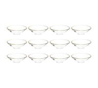UKCOCO Lot de 12 bobèches pour bougeoirs, Anneaux de Bougie en Verre | Bagues de protection anti-gouttes pour bougies rondes de 7 cm (2,75 po) avec bordure dorée, idéales pour les bougies