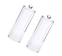 UKCOCO Lot de 2 Boîtes de Rangement Transparentes pour Coton Cosmétique en Plastique, Format Rond 7X7X19 CM Couvercle Étanche, Organisateur Pratique pour Salle de Bain et Maquillage
