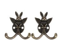 UKCOCO Lot de 2 crochets muraux décoratifs en alliage de zinc, motif lapin | Patère décorative en forme de lapin, facile à fixer au mur pour placard ou chambre, supporte les vêtements lourds