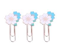 UKCOCO Lot de 3 Marque-pages Trombones en Alliage de Zinc Blanc Design de Fleur de Cerisier, Forte Prise sans Abîmer les Papiers, pour Bureau et École