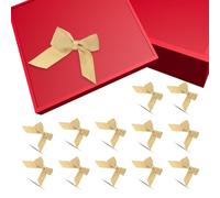 UKCOCO Lot de 30 Nœuds Ruban Satin Doré Auto-adhésifs en Polyester, Faciles à Appliquer et Résistants la Déformation pour Emballage Présent et Décorations de Mariage