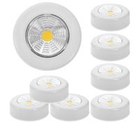 UKCOCO Lumière Tactile LED Ronde Blanche, Lot de 8, Batterie | Abs, Autocollante, Portable, Usage Extérieur sur Toits, Commande Tactile