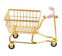 UKCOCO Mini Chariot de Courses Compact en Fer Doré Pot Pinceaux Maquillage Support Éponge pour Rangement Bureau et Espace Café Couleur Aléatoire