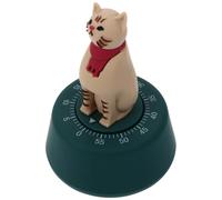 UKCOCO Minuteur Mécanique de Dessin Animé de Chat Adorable en Plastique Vert, sans Pile, Minuterie Cuisine pour Gestion Temps à Devoirs