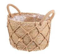 UKCOCO Panier Tressé Fleuriste Beige en Paille et Corde de Chanvre | Style Tissé Classique, Portable et Polyvalent, pour Extérieur, Mariage, Rangement de Petits Objets
