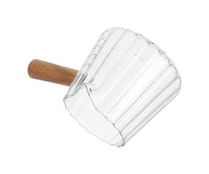 UKCOCO Pichet à Lait en Verre de 180ml Poignée en Bois, Gobelet Mesureur Sûr et Pratique pour Mousse de Lait à Domicile et Fêtes Couleur Aléatoire