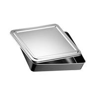 UKCOCO Plat à Tiramisu Rectangulaire avec Couvercle en Acier Inoxydable | Grosse Capacité, Finition Argentée, Usage Pâtisserie et Rangement, pour Bonbons et Petits Objets
