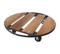 UKCOCO Plateau à roulettes Rond en Bois pour Pots de Fleurs, Support Roulant Robuste avec Roues Pivotantes, pour Jardin et Terrasse, Réduit Les Efforts