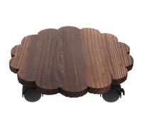 UKCOCO Plateau de Pot de Fleurs en Bois roulettes, Support Mobile Brun | Base Amovible à Frein, Portance Renforcée, pour Décoration du Salon, Format Rond