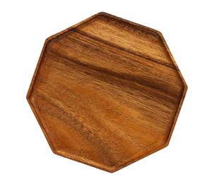 UKCOCO Plateau de Service Alimentaire en Bois Octogonal pour Hôtels et Bars | Finition Marron, Ponçage Lisse sans Bavures, Usage Décoratif et Sûr, Desserts et Collations