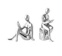 UKCOCO Serrage-Livres 1 Paire en Céramique Argentée Décoration Multi-Fonctionnelle Élégante Sculpture Raffinée de Lecteur pour Bureau et Table