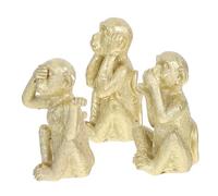 UKCOCO Singe Unique Figurines Lot de 3 en Résine Or Décoration de Bureau et Sécurisée, Ambiance Créative pour Bureau ou Bibliothèque