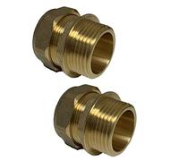 UKDD® Lot de 2 coupleurs en fer mâle de compression 28 mm par 2,5 cm BSP en laiton mâle, adaptateurs droits 28 mm x 2,5 cm