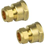 UKDD® Lot de 2 coupleurs femelles en laiton de compression 15 mm par 1,9 cm, adaptateurs droits 15 mm x 1,9 cm - Homologués WRAS
