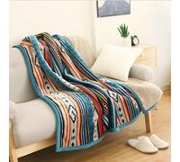Ukeler Jeté de lit en Flanelle Sherpa 127 x 152,4 cm - Couverture en Flanelle Douce de Style bohème pour lit/canapé/Bureau/Camping