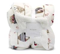 Ukeler Jeté de lit en Flanelle Sherpa 127 x 178 cm - Imprimé Hibou - pour lit/canapé/Bureau/Camping