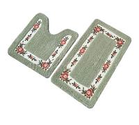 UKELER Lot de 2 Tapis de Salle de Bain antidérapants Doux à Poils Longs et antidérapants en Forme de U - Vert