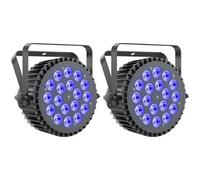 Ukfog 2PCS RGBWA UV 200W Projecteurs Par LED, 18 LED Lumiere de Scene D MX 7/10CH avec Stroboscope et Activation Sonore, Éclairage Scène pour Disco Spectacle Bar Fête Mariage Halloween