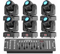 UKing 100W Jeux de Lumiere DJ - Pack DE 6 Lyre LED RGBW DMX Gobo Beam - Lumière de Scène Avec Console 192 Canaux